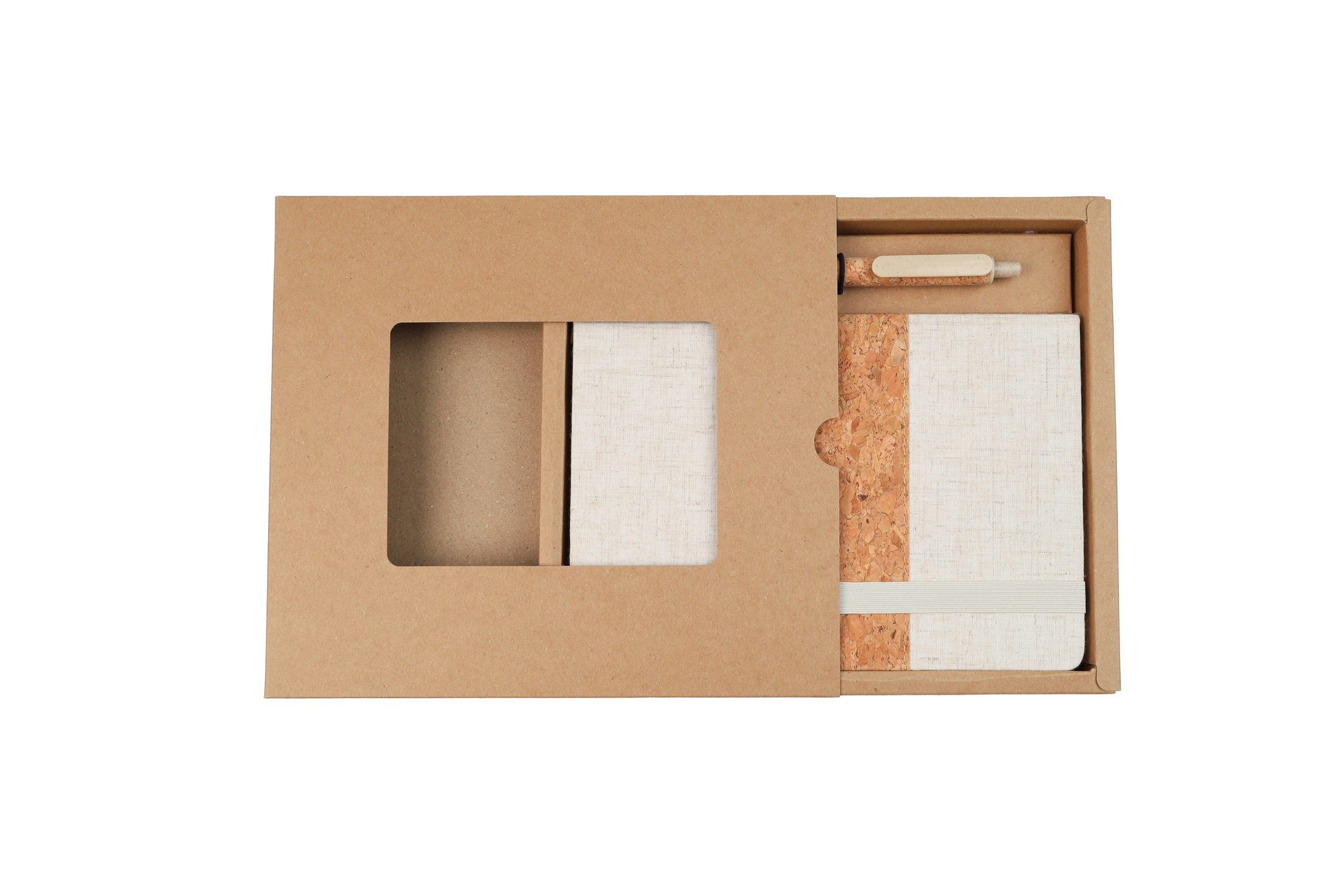 ERDUDFYL - Cork+RPET Notebook and Bamboo Pen Gift Set